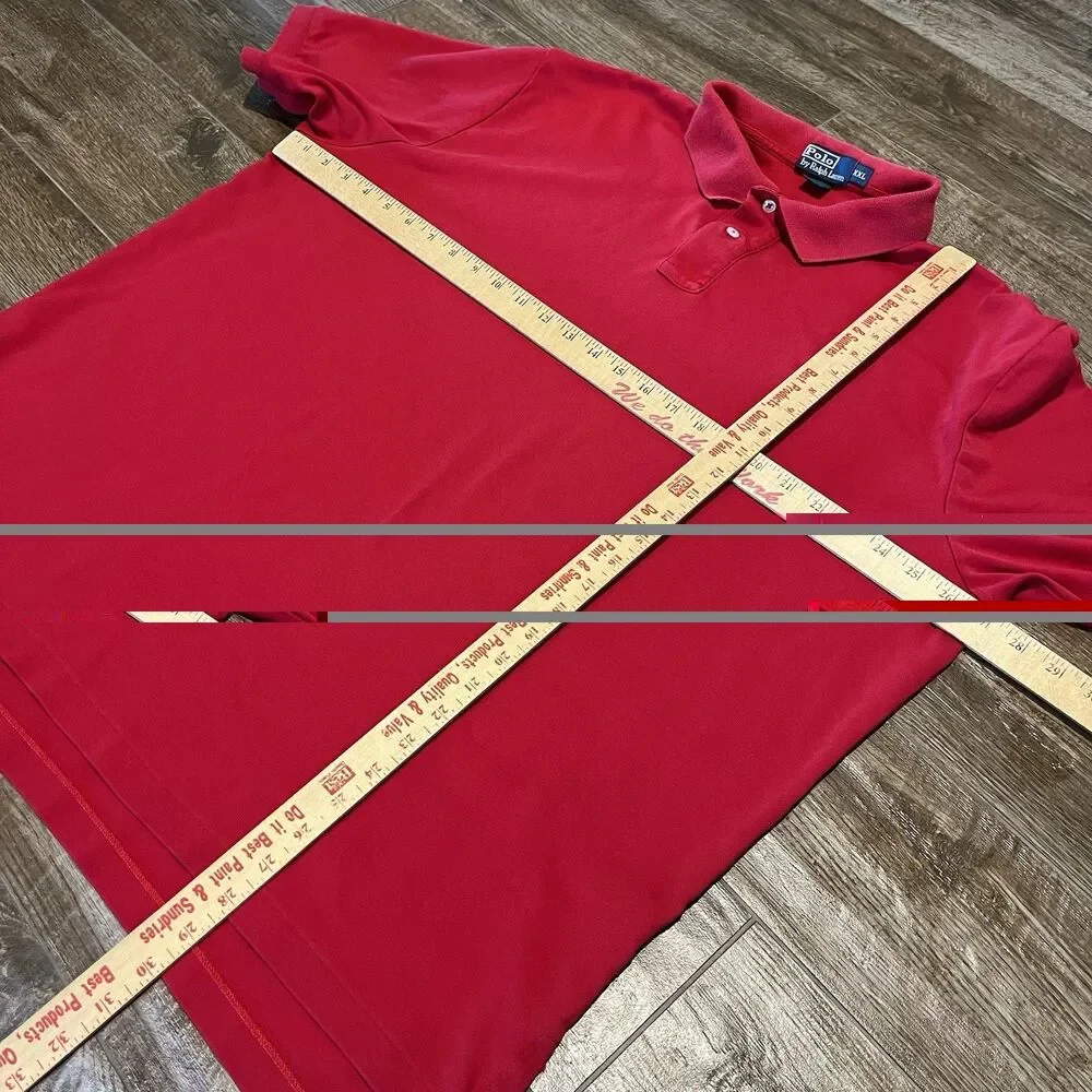 Polo Ralph Lauren Polo Shirt Men's 2XL Red 100% Cotton Short Sleeve Logo Button